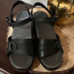 Dansko Black Leather Sandals 6.5/37